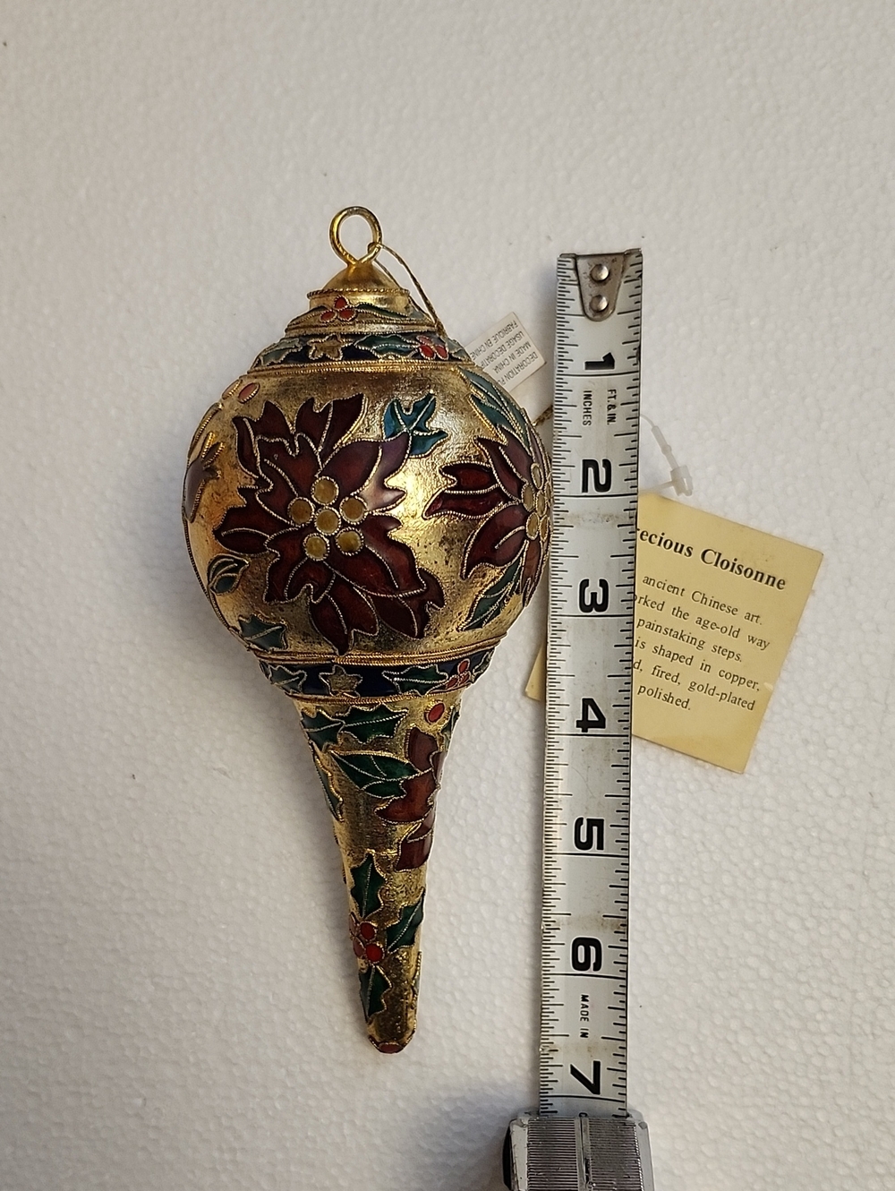 Christmas Holiday Ornament Large Cloisonne Colorful Finial - Picture 3 of 6
